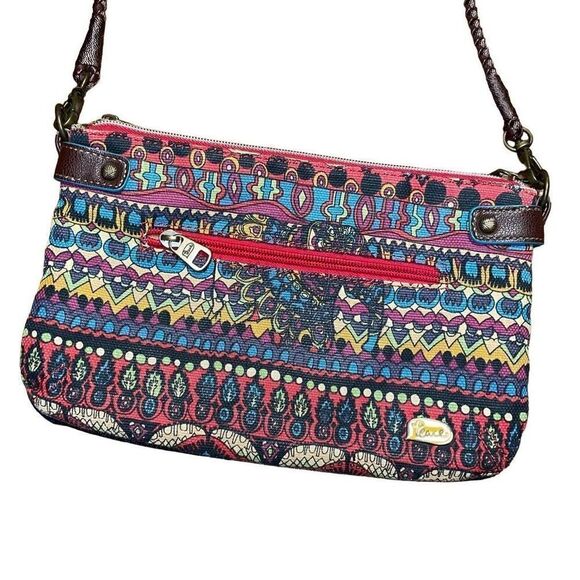 Sakroots elephant crossbody or clutch purse boho pattern 3 compartments - Picture 2 of 15